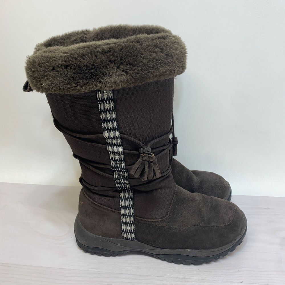 Baffin AMAK 4710-W001 Brown Suede Leather‎ Faux Fur Mid Calf Snow Boots Size 8